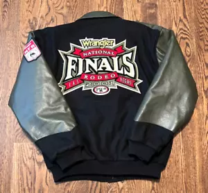 Vintage 2001 NFR Rodeo Las Vegas Leather Wool Jacket Size XL Wrangler Coat NWOT - Bild 1 von 4