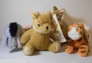 Set Of Winnie The Pooh Piglet Kanga Tigger Eeyore Plush Toys with Tags Gund TLC