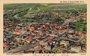 AERIAL VIEW GRAND FORKS ND 1943 POSTAL DE LINO VINTAGE 092624 T - Imagen 1 de 2