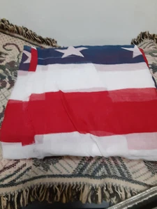 Women's Patriotic American Flag Print Sheer Scarf 39" WIDE X 79" LONG - Picture 1 of 3