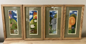 Vintage SOPHIE HARDING Animal Prints Framed Signed 4 - Sheep Horse Lion Elephant - Picture 1 of 15