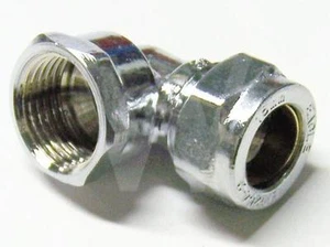 Compression Female Elbow 15mm x 3/4" Chrome * - Picture 1 of 1