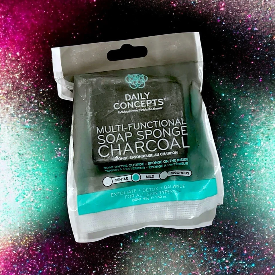 Daily Concepts CHARCOAL Multi-Functional Soap Sponge 1.6 oz New In Package - Image 1 of 4