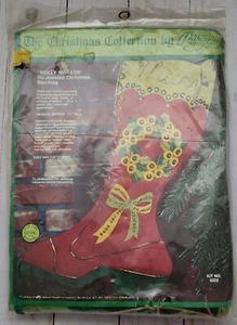 Vintage DIY Weihnachtsstrumpf Paragon Weihnachten Stechpalmenkranz Stiefelstrumpf #6222 - Bild 1 von 3