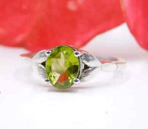 2.10 GM 925 Argento Sterling Naturale Peridoto Taglio Gemma Anello 6.5 " US - Foto 1 di 6