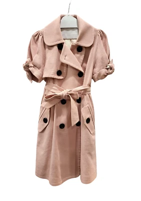 Hermoso Abrigo PERSONALIZADO Para Mujer Forrado ROSA MIDI TRENCH GUISANTE Talla XS Foto 1 de 4