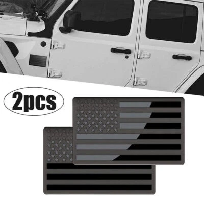 3D Black American US Flag Stickers Metal Emblem Badge Decal Exterior Accessories - Image 1 of 4