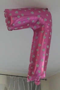XL Folienballon Helium Luftballon  Zahl 7 65cm Pink Herzen ♥️ NEU+OVP - Bild 1 von 1