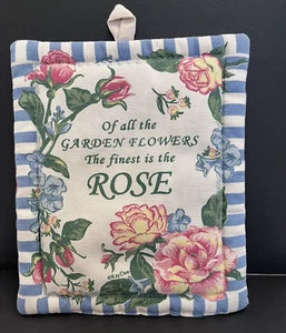 Kay Dee Potholder Flowers Rose Cottage Farmhouse Country Garden Hot Plate Holder - Picture 1 of 15