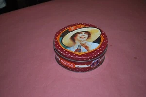 Vintage Drink Coca Cola Round Tin Can 7" x 3" - Picture 1 of 5