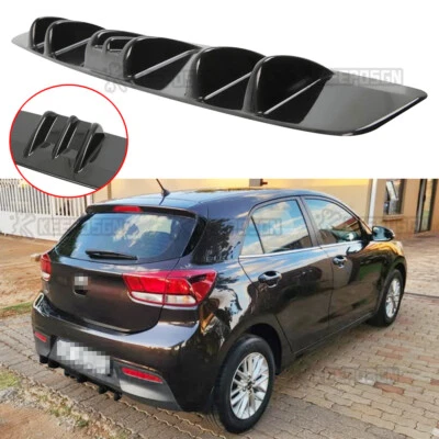 Divisor de alerón labial difusor parachoques trasero 7 aletas negro brillante para Kia Rio Foto 1 de 4