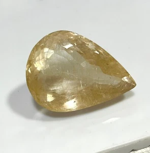 119 Cts Natural Faceted Rutilated Quartz Large Size Golden Rutile Loose Gemstone - Picture 1 of 9