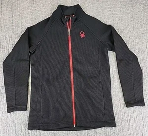 Spyder Endure Stryke Black Knit Full Zip Fleece Lined Jacket Youth Boys 14/16 L - Picture 1 of 6