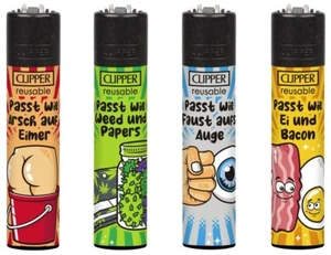 CLIPPER Classic  Mehrweg Feuerzeug - 4er Set - Serie: PASST !!!!  - NEU - CL114 - Bild 1 von 1