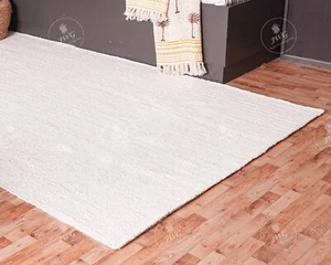 Alfombra de yute blanca trenzada a mano india, alfombra de felpudo, alfombra de decoración del hogar para sala de estar - Imagen 1 de 7