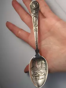 Antique Chicago Sterling Silver Souvenir Spoon Lincoln Statue Grand Central Stat - Picture 1 of 23