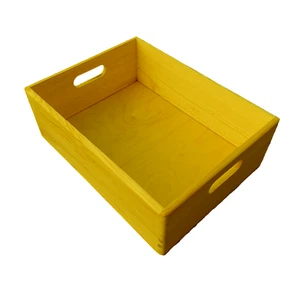 GROSSE HOLZKISTE / TABLETT 40x30x13,5cm OHNE DECKEL IN GELBER FARBE, ALLES LACKIERT - Bild 1 von 5