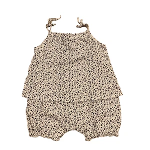 H&M Girls Kids 1.5-2 Years White One-Piece Sleeveless Romper Floral Snap Crotch - Picture 1 of 10