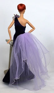 Purple Velvet Evening Dress Bob Mackie Barbie Gown Formal fits FR Model Muse - Picture 1 of 7