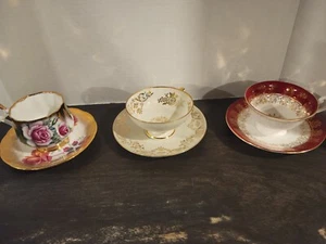 Elizabethan Teacup & Saucer Fine Bone China Lot Of 3 Gold Trim England  - Picture 1 of 13