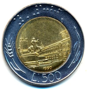 500 Italienische LIRE 1990- Schicke BI-Metall Ausführung - Bild 1 von 2