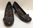 Mudd Brand Womens Shoes Size 7 Brown Faux Leather Retro Kitten Heels Buckle