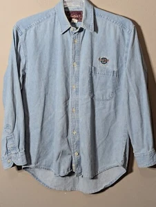 90s Y2K Vintage Hard Rock Cafe Las Vegas Denim Shirt Patched Canada Loose Medium - Picture 1 of 8