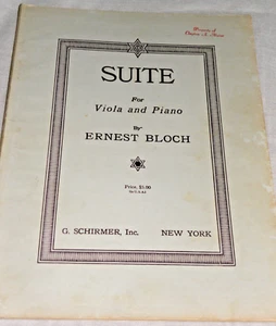 Noten - Bloch SUITE FÜR VIOLA & KLAVIER Partitur (2 Stimmen) Schirmer - Bild 1 von 2