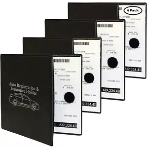 4 Pack Car Registration and Insurance Holder for License Documents Wallet Case - Picture 1 of 6