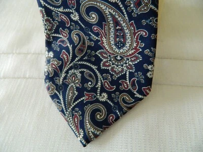 THE BURTON COLLECTION Polyester Tie Navy Blue Paisley Pattern Made In UK - Image 1 of 4