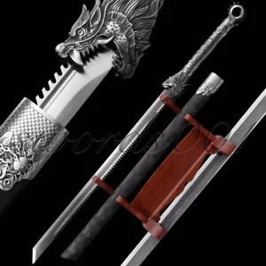Handmade Ninja Sword Carbon Steel Zigzag Blade Chinese Tang Dao Dragon Fittings - Picture 1 of 10