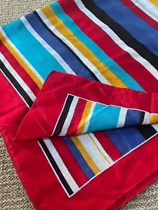 Vintage Baumwollschal Mehrfarbig Streifen Made In Italy Blau Gelb Rot 29X29 - Bild 1 von 10