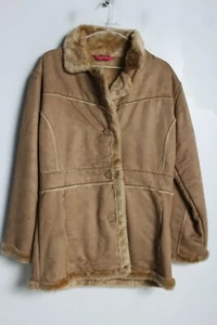 Vintage Faux Suede Sherpa Lined Jacket - Brown - Size 12 (A20) - Picture 1 of 5