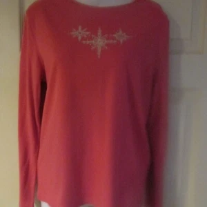 Pink SIlver Snowflake Long Sleeved, Tee, Size Large, NWOT - Picture 1 of 2