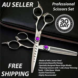 Professional Barber Salon Hairdressing Hair Cutting Thinning Scissors Shears Set - Picture 1 of 12