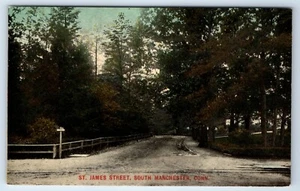 Vintage Postkarte St James Street South Manchester Connecticut CT - Bild 1 von 2