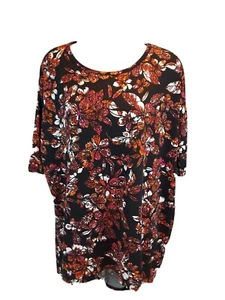 Tunica girocollo LuLaRoe Irma floreale nera/arancione/bianco/rosa nuova con etichette taglia XS - Foto 1 di 12