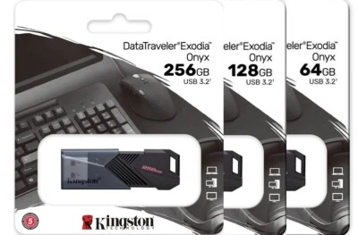 Kingston DataTraveler Exodia Onyx 64GB 128GB 256GB DTXON USB 3.2 Gen 1 Drive - Image 1 of 3