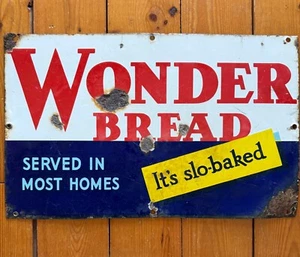 Rare Original WONDER BREAD Porcelain Sign 20” x 12.5” - Picture 1 of 2
