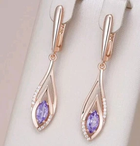 Luxus Ohrringe Ohrhänger 585er Rolled Roségold Walzgold mit natürlichen Zirkonia - Bild 1 von 6