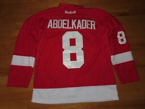 Reebok JUSTIN ABDELKADER No. 8 DETROIT RED WINGS (Size 48) Hockey Jersey w Strap