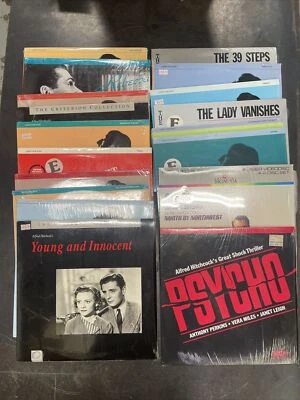 Lot of 19 Alfred Hitchcock Movies on LASERDISC Psycho Rebecca Rope Topaz Vertigo Foto 1 de 4