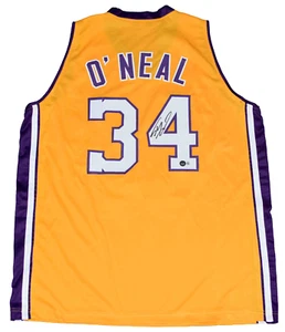 CAMISETA DE BALONCESTO BECKETT DORADA LOS ANGELES LAKERS SHAQUILLE O'NEAL FIRMADA #34 - Imagen 1 de 2