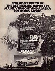 1981 Subaru 4WD Wagon - Maine Vermont Alaska Snow Cap Mountains - Print Ad Photo - Picture 1 of 1