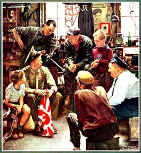 Saturday Evening Post Fridge Magnet Norman Rockwell Solider Vists Neighbors - Picture 1 of 4