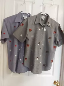 Vintage Paket X2 Teddi S/S Bluse mit Knopfleiste und bestickten Marienkäfern & Welpen Hunden Größe S - Bild 1 von 8