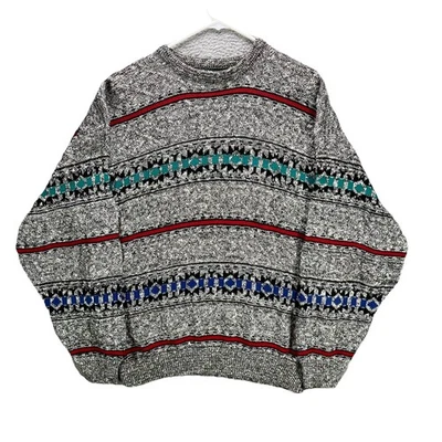 Suéter Jantzen De Colección Para Hombres XL Gris Tejido Nórdico Hecho en EE. UU. Biggie Cosby Años 90 Foto 1 de 4