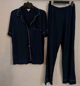 Eberjey Gisele Set Short Sleeve Top And Pants In Blue Size S Modal NEW - Picture 1 of 3