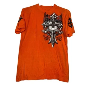 Archaic Affliction Herren T-Shirt Flügel Totenkopf Biker Gr. Small Orange - Bild 1 von 8