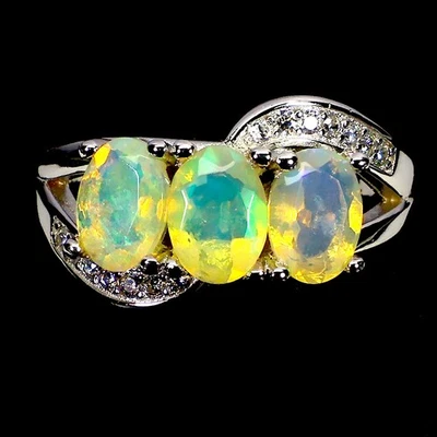 925 Sterling Silver Ring Oval Fire Opal 7x5mm Natural Gemstone Jewelry Size 7 - Image 1 of 4